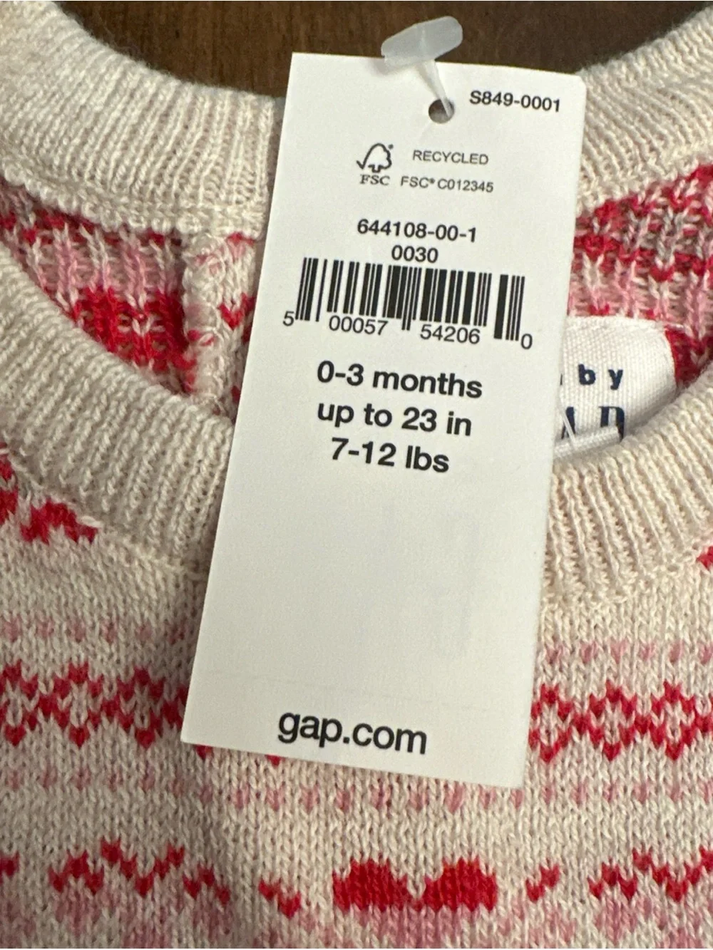 Gap Girls Fair Isle sweater dress size 0-3 months Fall Winter Hearts NEW